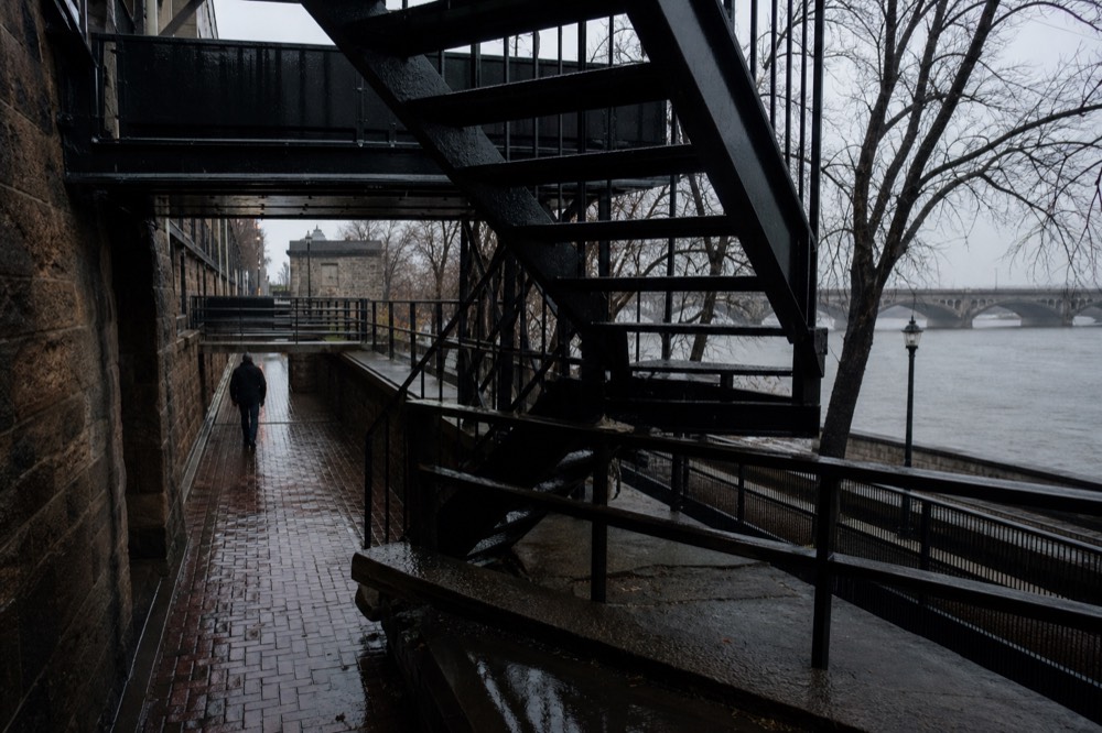 Iron walkways and brick passages of Factors Walk between Bay Street and River Street, no text, no logos, no people